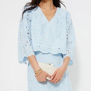 Tuckernuck- Daniella airy blue eyelit top